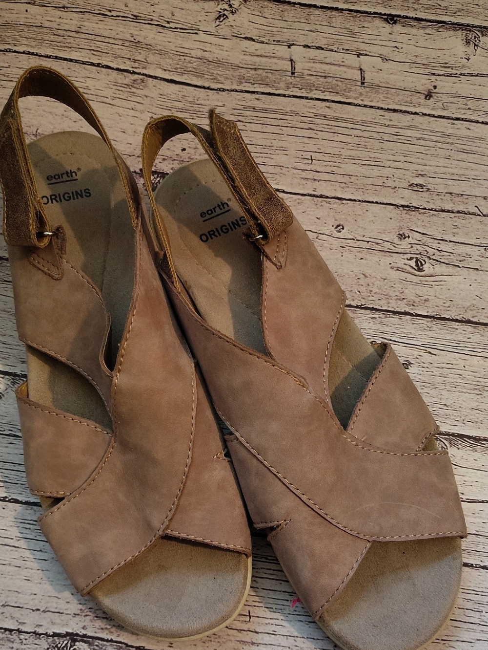 Earth Origins Women's Taupe Crisscross Wedge Sandals